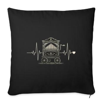 Battement de cœur d’orgue à baril | Motif musical de vielle à roue - Housse de coussin décorative 45 x 45 cm - noir - Devant