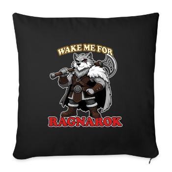 Réveille-moi pour Ragnarok Mascotte drôle de loup viking - Housse de coussin décorative 45 x 45 cm - noir - Devant