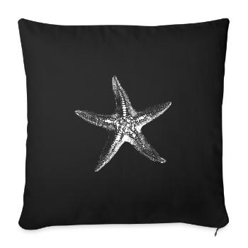 Croquis de silhouette d’étoile de mer en eau salée - Housse de coussin décorative 45 x 45 cm - noir - Devant