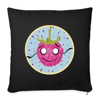 Cuddly raspberry face motif - Sofa pillowcase 17,3'' x 17,3'' (45 x 45 cm) - black - Front