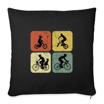 Four Ways to Ride Retro Cyclin - Sofa pillowcase 17,3'' x 17,3'' (45 x 45 cm) - black - Front