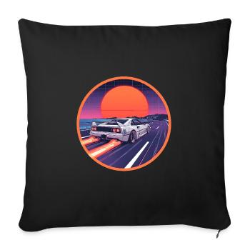 Retro 80er Cyber Supercar Neon Highway Emblem - Sofakissenbezug 45 x 45 cm - Schwarz - Vorne