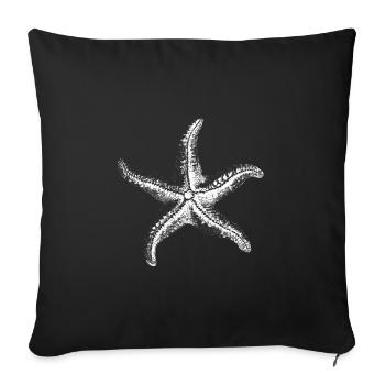 Silhouette d’étoile de mer blanche - Housse de coussin décorative 45 x 45 cm - noir - Devant