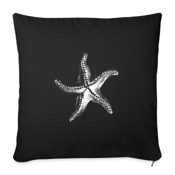 Silhouette d’étoile de mer blanche - Housse de coussin décorative 45 x 45 cm - noir - Devant