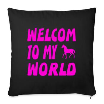 Chevaux - Housse de coussin décorative 45 x 45 cm - noir - Devant