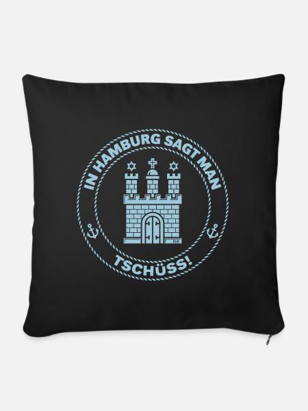 In Hamburg Sagt Man Tschüss! (Abschied / Sky Blue) - Sofakissenbezug 45 x 45 cm - Schwarz