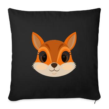 Visage d’écureuil - Housse de coussin décorative 45 x 45 cm - noir - Devant