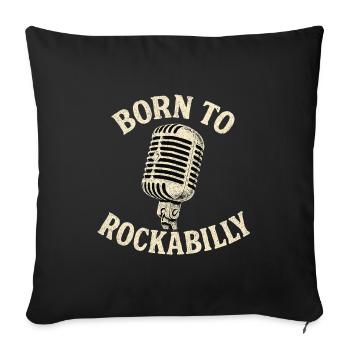 Born to Rockabilly – Microphone vintage des années 50 - Housse de coussin décorative 45 x 45 cm - noir - Devant