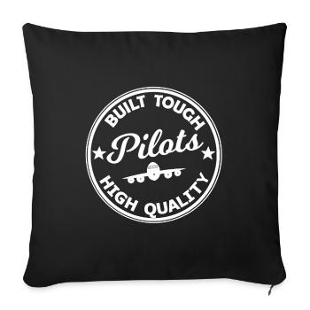 Badge de pilote avion de haute qualité - Housse de coussin décorative 45 x 45 cm - noir - Devant