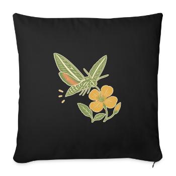 Papillon Hawkmoth & Primrose - Housse de coussin décorative 45 x 45 cm - noir - Devant