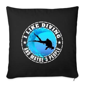 J’AIME PLONGER ET PEUT-ÊTRE TROIS PERSONNES - Housse de coussin décorative 45 x 45 cm - noir - Devant
