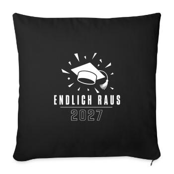 Endlich Raus 2027 – Doktorhut Abschluss Vektor - Sofakissenbezug 45 x 45 cm - Schwarz - Vorne