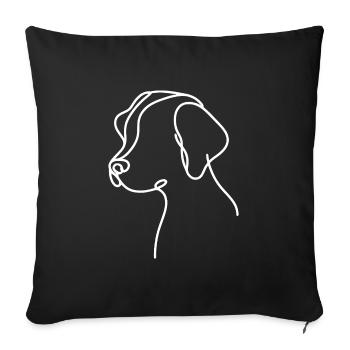 Croquis de chien aux oreilles tombantes – motif d’animal mignon - Housse de coussin décorative 45 x 45 cm - noir - Devant
