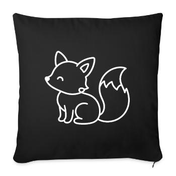 Côté renard mignon – Croquis d’animal des bois - Housse de coussin décorative 45 x 45 cm - noir - Devant