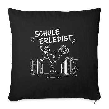 Schule Erledigt Jahrgang 2027 – Doodle Vektor - Sofakissenbezug 45 x 45 cm - Schwarz - Vorne