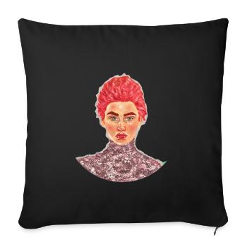 Texturiertes, glänzendes rotes Porträt - Sofakissenbezug 45 x 45 cm - Schwarz - Vorne