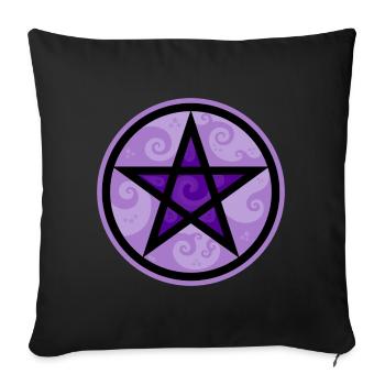 Pentakel - Pentagramm im Kreis mit lila Schnörkeln - Sofakissenbezug 45 x 45 cm - Schwarz - Vorne