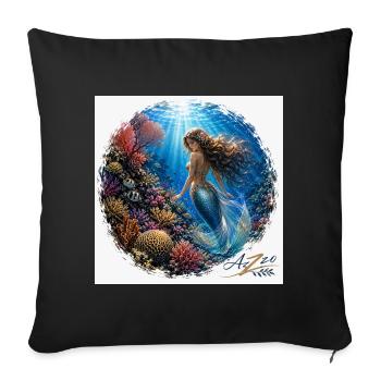 Underwater mermaid in the reef - Sofa pillowcase 17,3'' x 17,3'' (45 x 45 cm) - black - Front
