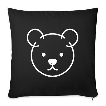 Bärenkopf One Line – minimalistisches Logo Motiv - Sofakissenbezug 45 x 45 cm - Schwarz - Vorne