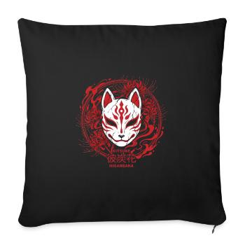 Kitsune Rot Maskenkunst Higanbana - Sofakissenbezug 45 x 45 cm - Schwarz - Vorne