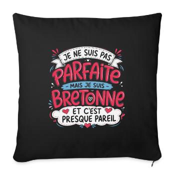 Je ne suis pas parfaite mais je suis bretonne - Housse de coussin décorative 45 x 45 cm - noir - Devant