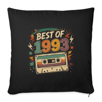 Vintage-Geburtstagsgeschenkkassette von 1993 - Sofakissenbezug 45 x 45 cm - Schwarz - Vorne
