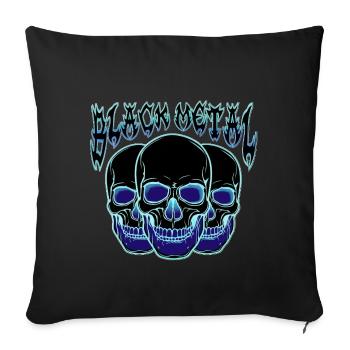 Neon Schädel Trio Blau - Sofakissenbezug 45 x 45 cm - Schwarz - Vorne