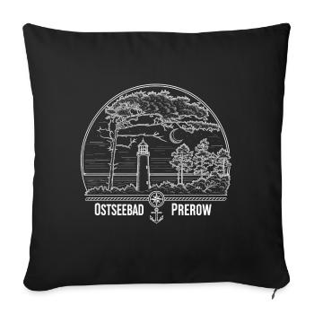 Leuchtturm Darßer Ort - Ostseebad Prerow Darß - Sofakissenbezug 45 x 45 cm - Schwarz - Vorne