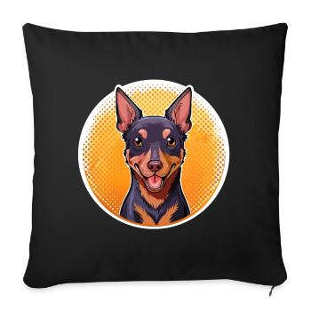 Pinscher (Comic-Porträt) - Sofakissenbezug 45 x 45 cm - Schwarz - Vorne
