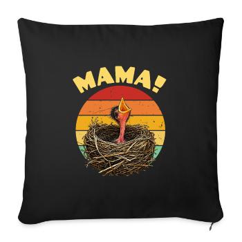 Mama Hatch Nest Retro Sonnenuntergang - Sofakissenbezug 45 x 45 cm - Schwarz - Vorne