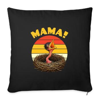 Maman Bébé Oiseau Affamé - Housse de coussin décorative 45 x 45 cm - noir - Devant