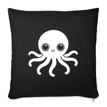 Süßer Oktopus One Line Kawaii Motiv - Sofakissenbezug 45 x 45 cm - Schwarz - Vorne