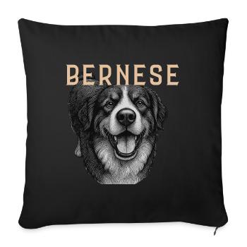 Chien de montagne bernois vintage - Housse de coussin décorative 45 x 45 cm - noir - Devant