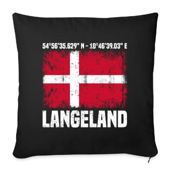 Langeland Koordinaten - Sofakissenbezug 45 x 45 cm - Schwarz - Vorne