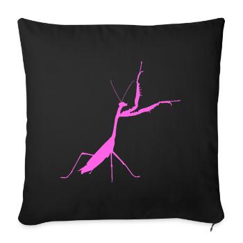 Gottesanbeterin pink - Sofakissenbezug 45 x 45 cm - Schwarz - Vorne