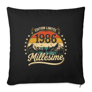 Vintage 1986 Millésime Cadeau Homme 40 Ans  - Housse de coussin décorative 45 x 45 cm - noir - Devant