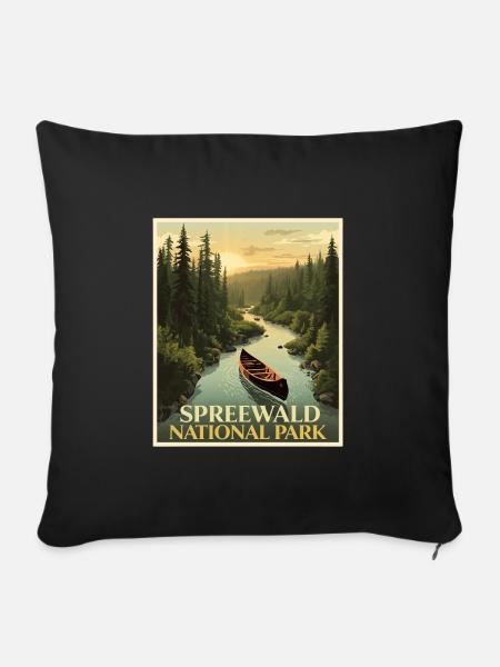 Spreewald Vintage Poster | Brandenburg - Sofakissenbezug 45 x 45 cm - Schwarz