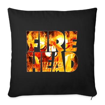 Feuerkopf lettering made of flames - Sofa pillowcase 17,3'' x 17,3'' (45 x 45 cm) - black - Front