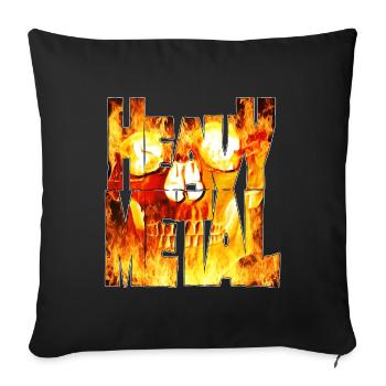 Flammender Schädel Heavy Metal Schriftzug - Sofakissenbezug 45 x 45 cm - Schwarz - Vorne