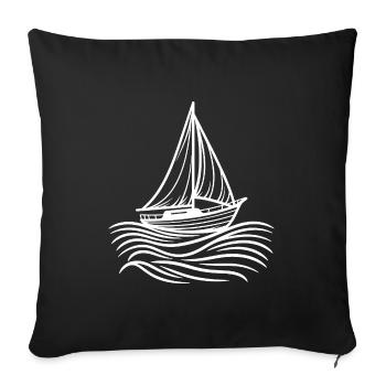 Klassisches Segelboot auf Meereswellen - Sofakissenbezug 45 x 45 cm - Schwarz - Vorne
