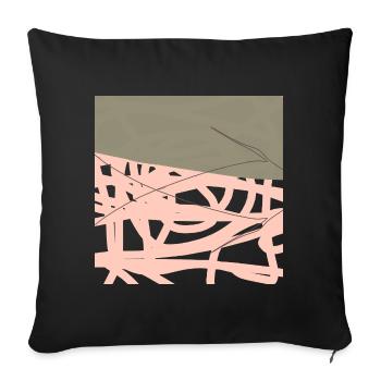 Rosé Netz auf Olivgrund - Sofakissenbezug 45 x 45 cm - Schwarz - Vorne
