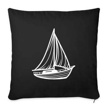 Minimalistisches klassisches Segelboot - Sofakissenbezug 45 x 45 cm - Schwarz - Vorne