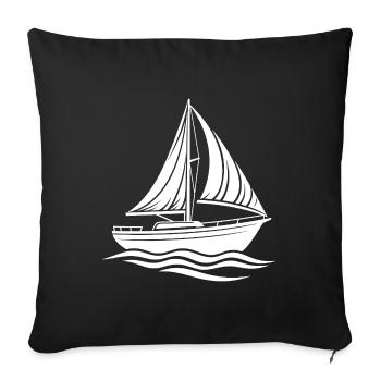 Modernes sportliches Segelboot mit klaren Konturen - Sofakissenbezug 45 x 45 cm - Schwarz - Vorne