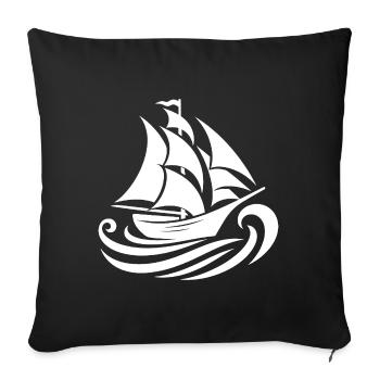 Sailboat silhouette sea and waves - Sofa pillowcase 17,3'' x 17,3'' (45 x 45 cm) - black - Front