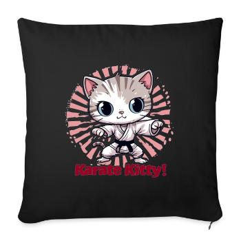 Karate Kitty - Sofakissenbezug 45 x 45 cm - Schwarz - Vorne