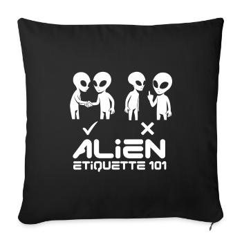 Alien Etqiuette 101 White - Sofakissenbezug 45 x 45 cm - Schwarz - Vorne