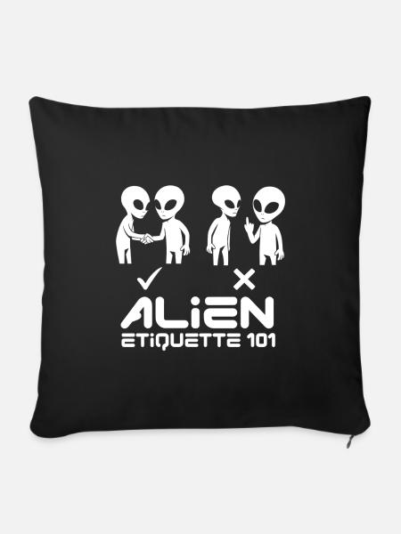 Alien Etqiuette 101 White - Sofakissenbezug 45 x 45 cm - Schwarz