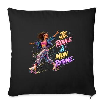 Rythme Neon en Roller - Housse de coussin décorative 45 x 45 cm - noir - Devant
