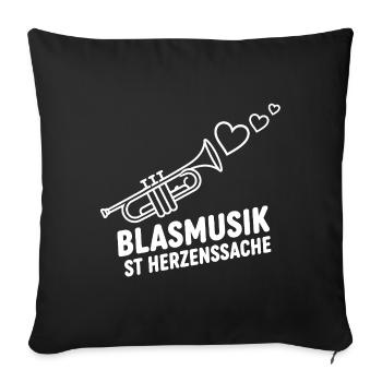 Blasmusik Herzensache – Trompete Musikant Design - Sofakissenbezug 45 x 45 cm - Schwarz - Vorne