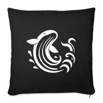 Leaping Whale Silhouette Sea Motif - Sofa pillowcase 17,3'' x 17,3'' (45 x 45 cm) - black - Front